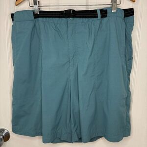 Vintage L.L. Bean 100% Nylon Teal Outdoor Belted Hiking Shorts Lined Size XL